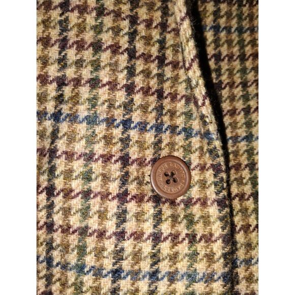 Vtg Lauren Ralph Lauren Brown Houndstooth Equestrian Wool Blazer Old Money 20W - Picture 2 of 10